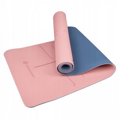 Коврик (мат) для йоги и фитнеса Springos TPE 6 мм YG0014 Pink/Blue