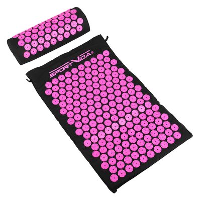 Коврик массажный с валиком SportVida Аппликатор Кузнецова 66 x 40 см SV-HK0352 Black/Pink