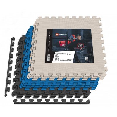 Мат-пазл Hop-Sport EVA 1cm HS-A010PM - 9 частин чорний/білий/синій