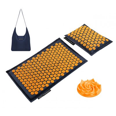 Коврик акупунктурный с подушкой 4FIZJO Eco Mat Аппликатор Кузнецова 68 x 42 см 4FJ0229 Navy Blue/Orange