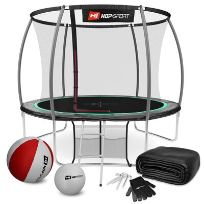 Батут детский Hop-Sport Premium 10ft (305cm) черно-зеленый с внутренней сеткой