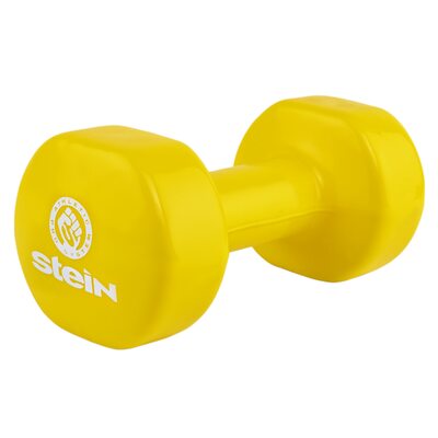 Гантель для фитнеса виниловая Stein 6.0 кг / шт / желтая