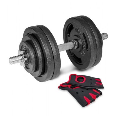 Гантеля металева Hop-Sport New 30 кг з рукавичками