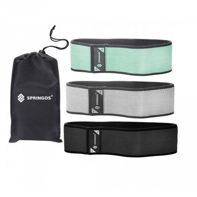 Резинка для фитнеса и спорта тканевая Springos Hip Band 3 шт FA0112