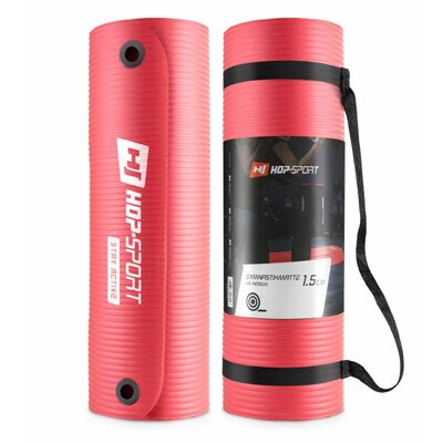 Коврик для фитнеса и йоги с отверстиями HS-N015GM 1,5 см красный