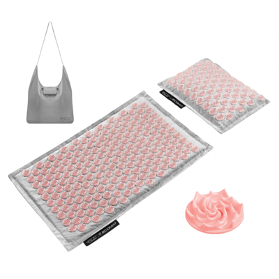 Коврик акупунктурный с подушкой 4FIZJO Eco Mat Аппликатор Кузнецова 68 x 42 см 4FJ0228 Grey/Pink